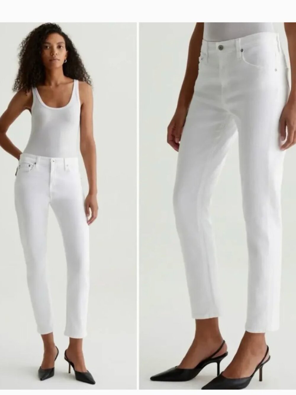 AG Adriano Goldschmied Ex-boyfriend Slouchy Slim fit white denim jeans 25R